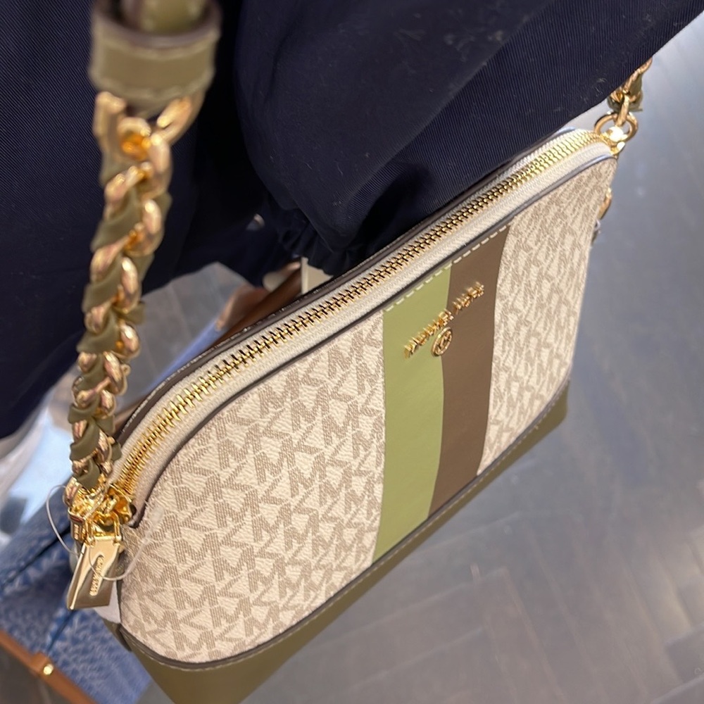 MICHAEL KORS Jet Set Charm Crossbody bag canvas Light Sage /Olive - Picture 14 of 16